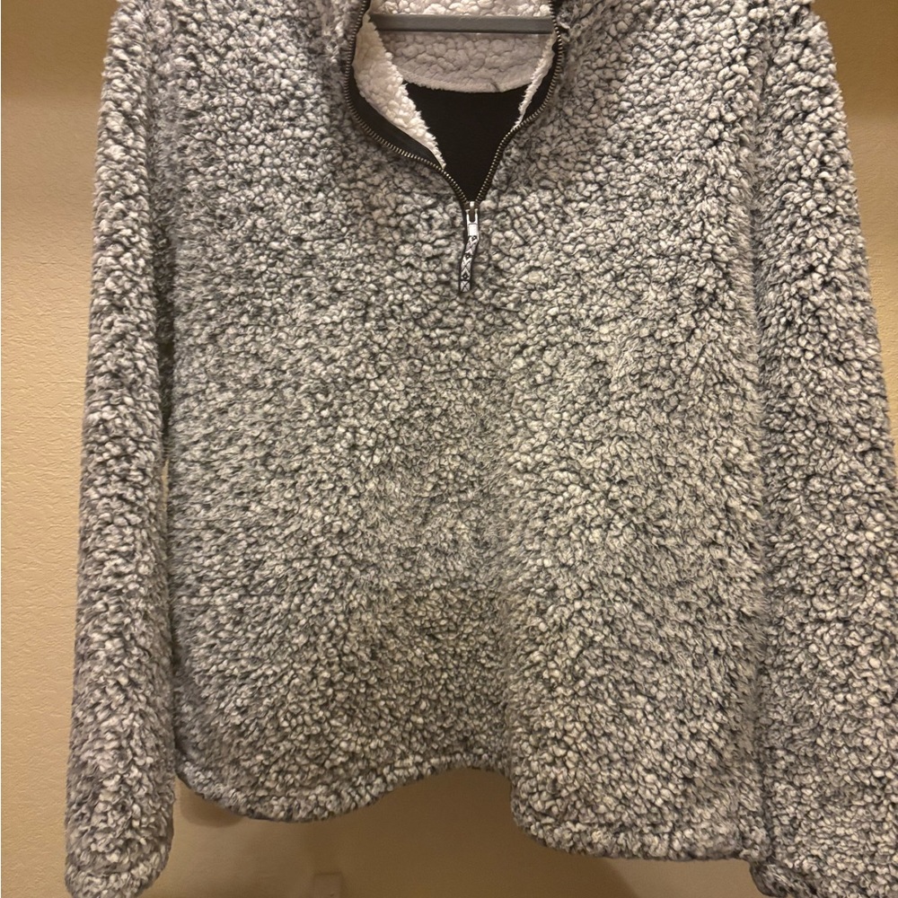 NWOT: Time and Tru Gray Sherpa style zipper Sweater - Picture 4 of 6